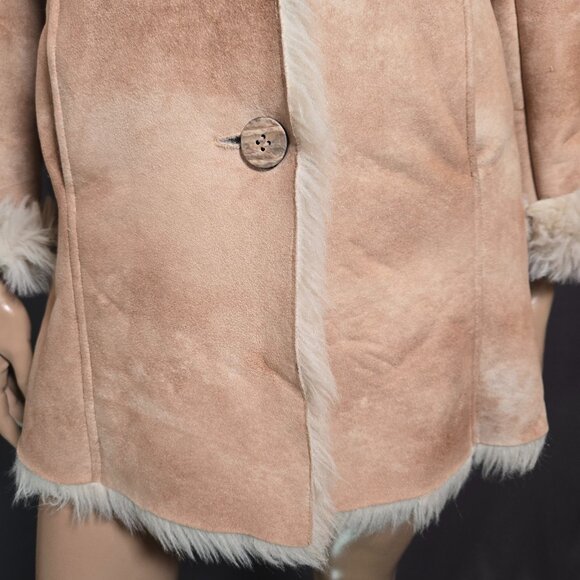 Y2K Penny Lane Faux Suede Faux Fur Boho Coat Jacket Size S Beige - Picture 5 of 15